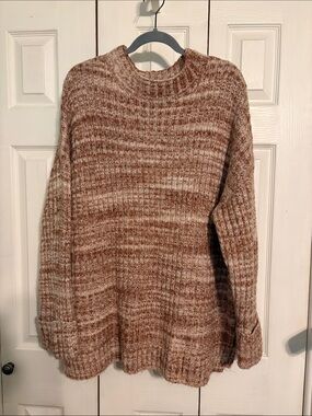 Old Navy Marled Brown & Cream Ribbed Crewneck Sweater